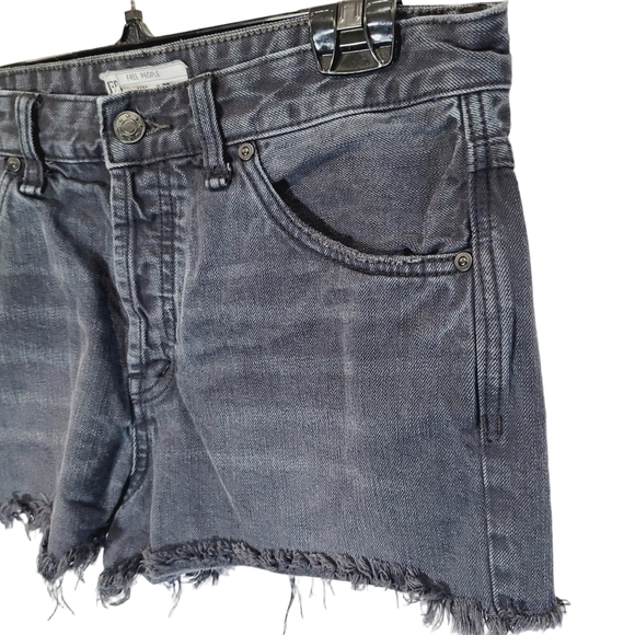 Free People Rock Black Denim Uptown Shorts - Picture 3 of 7
